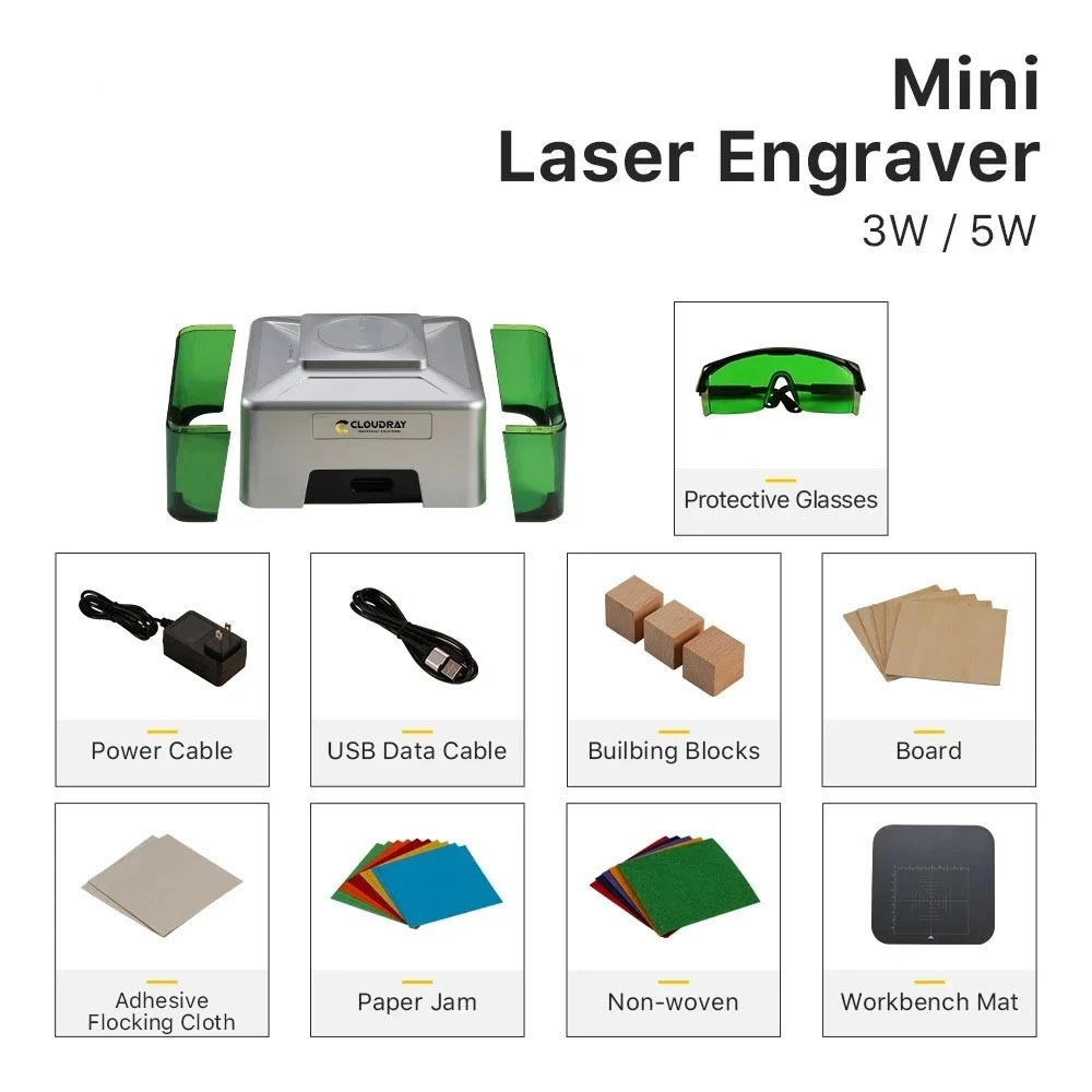 5000mW Mini CNC Laser Engraver - đánh giá và giá Woodworking Logo